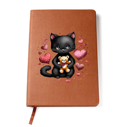 Valentine's Day Black Cat 079 - Vegan Leather Journal