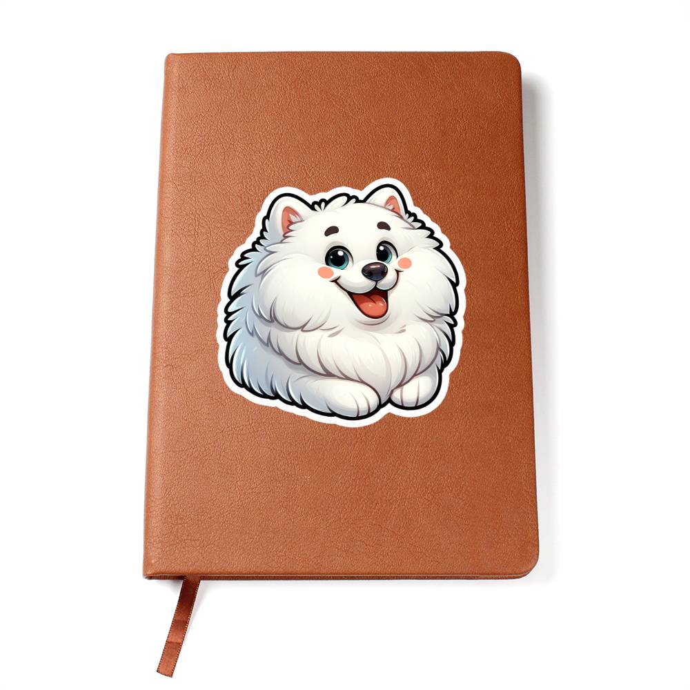 Cute Samoyed dog sticker 155 - Vegan Leather Journal