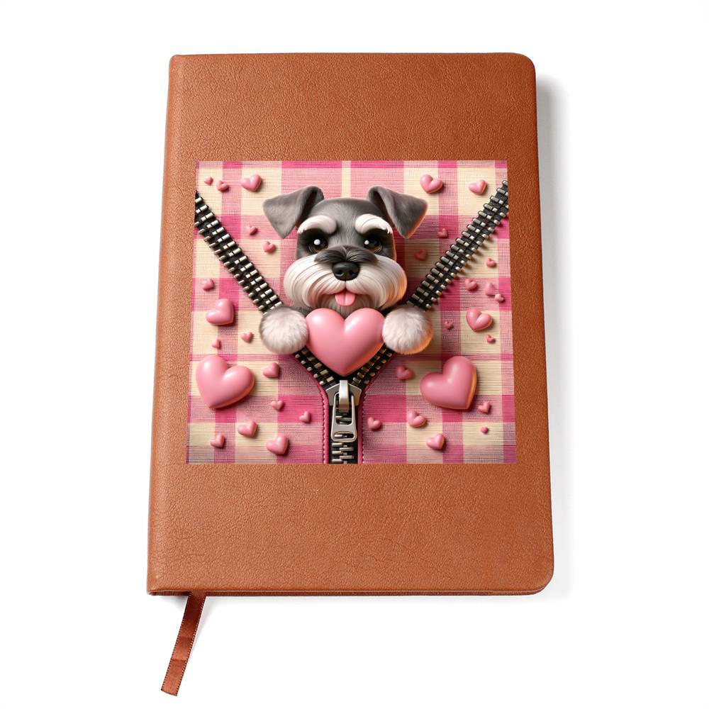 Valentine's Day Dog And Zipper 003 - Vegan Leather Journal
