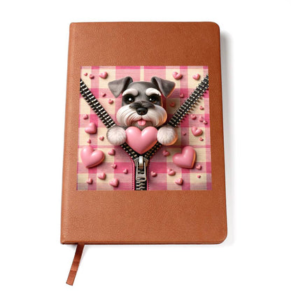 Valentine's Day Dog And Zipper 003 - Vegan Leather Journal