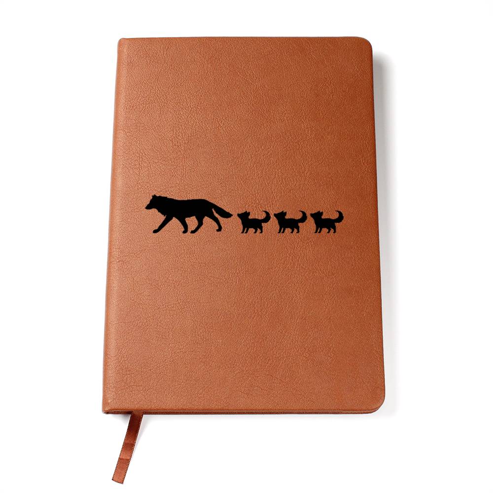 Mama Wolf With 3 Pups - Vegan Leather Journal