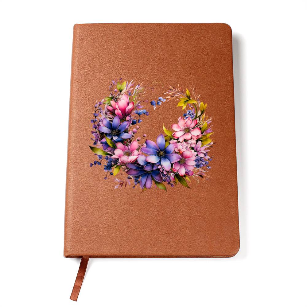 Floral Flower Wreath 097 - Vegan Leather Journal