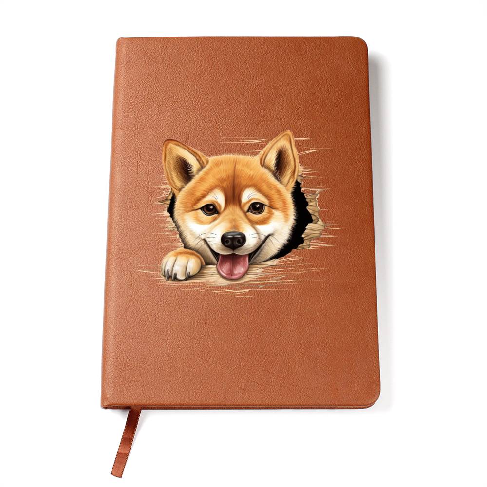Shiba Inu Peeking - Vegan Leather Journal