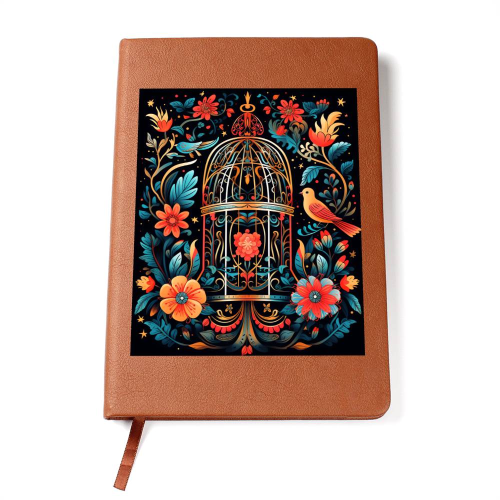 Birds And Floral Design 085 - Vegan Leather Journal