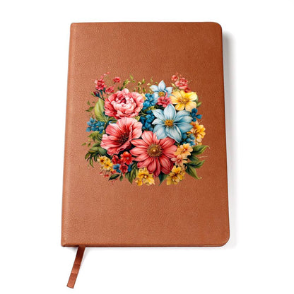 Floral Flower Wreath 059 - Vegan Leather Journal
