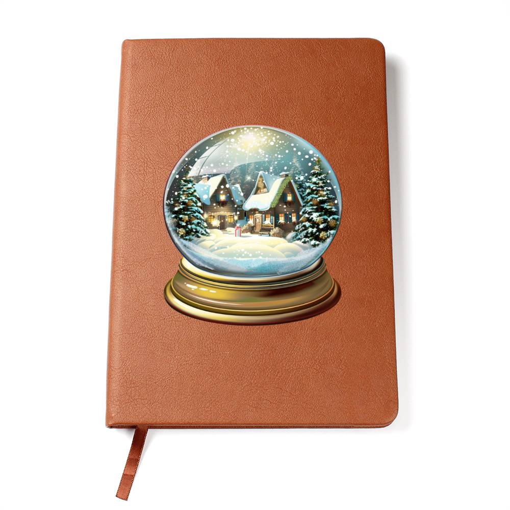 Watercolor Christmas Snow Globe 006 - Vegan Leather Journal