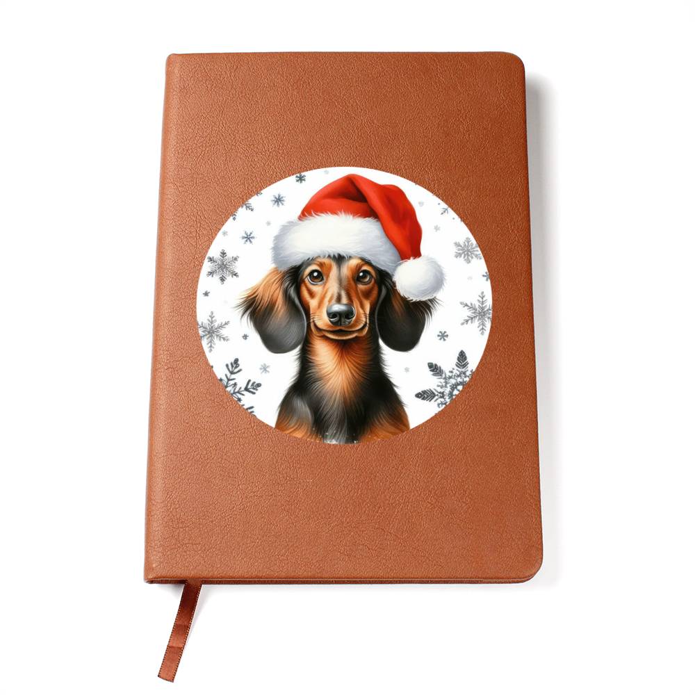 Christmas Dog - Dachshund - Vegan Leather Journal