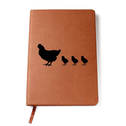 Mama Chicken With 3 Chicks - Vegan Leather Journal