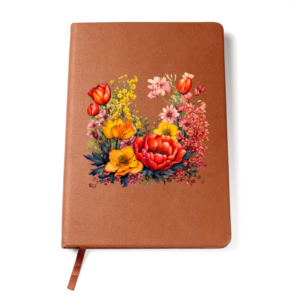 Floral Flower Wreath 058 - Vegan Leather Journal