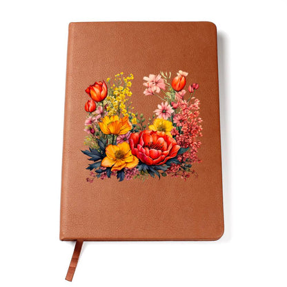 Floral Flower Wreath 058 - Vegan Leather Journal
