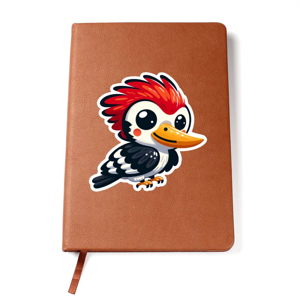 Cute Woodpecker sticker 219 - Vegan Leather Journal
