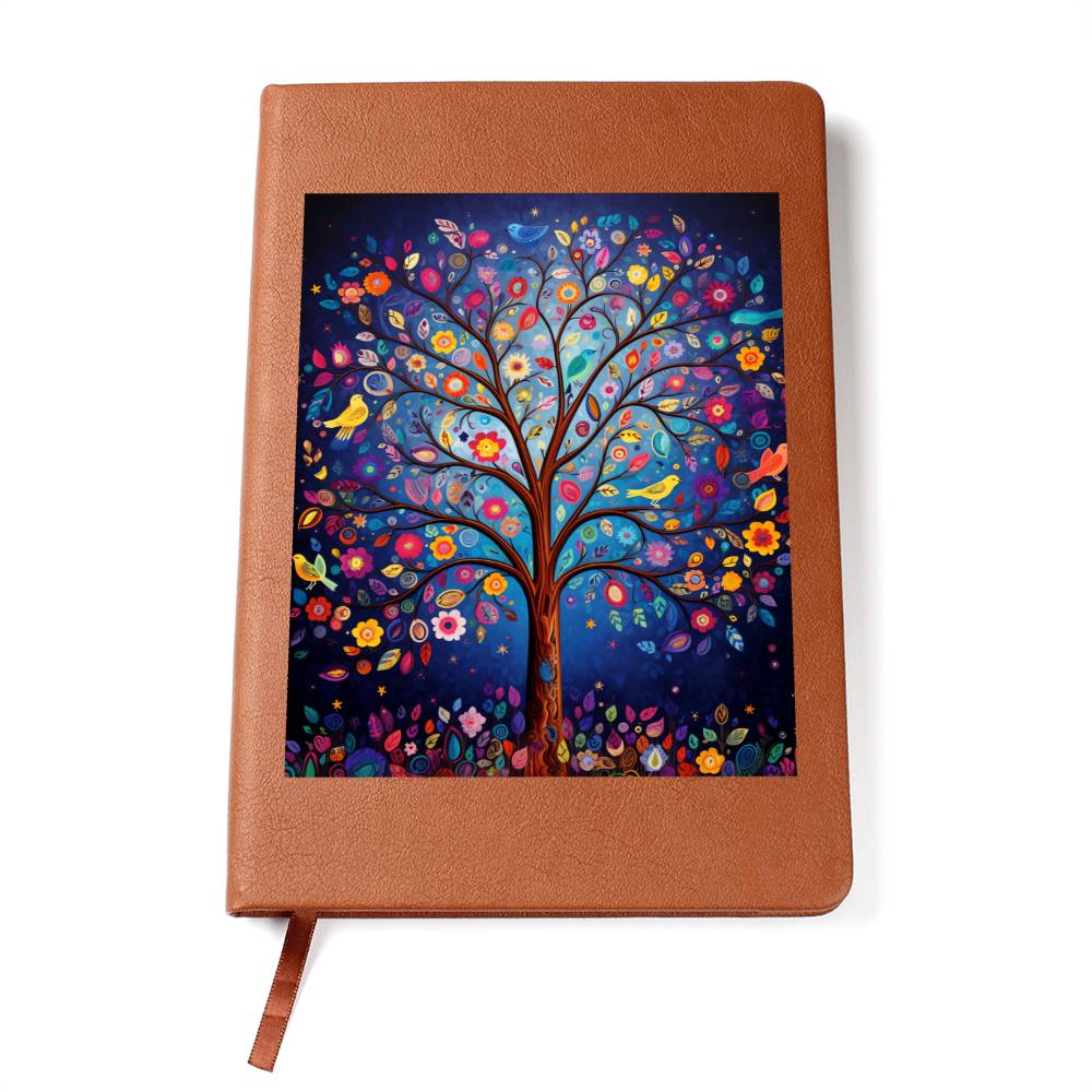 Birds And Floral Design 078 - Vegan Leather Journal