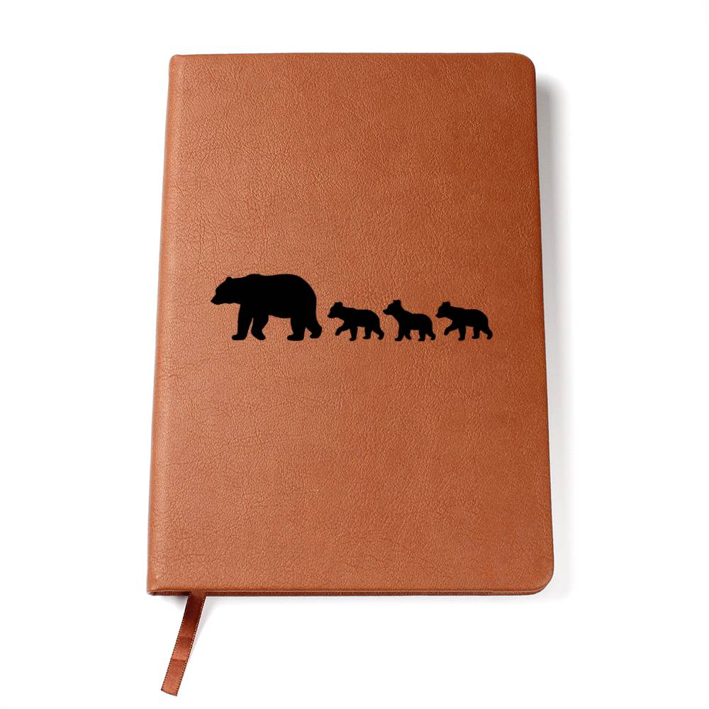 Mama Bear With 3 Cubs - Vegan Leather Journal
