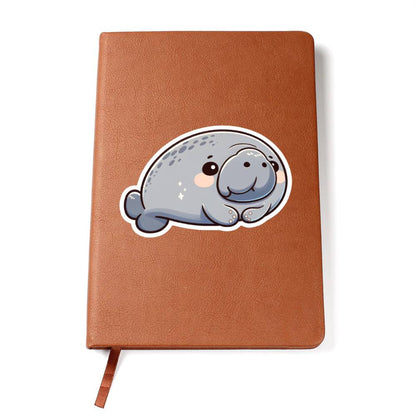 Cute Dugong sticker 42 - Vegan Leather Journal