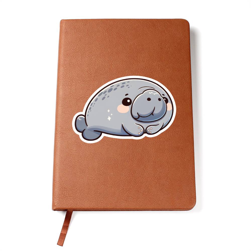 Cute Dugong sticker 42 - Vegan Leather Journal