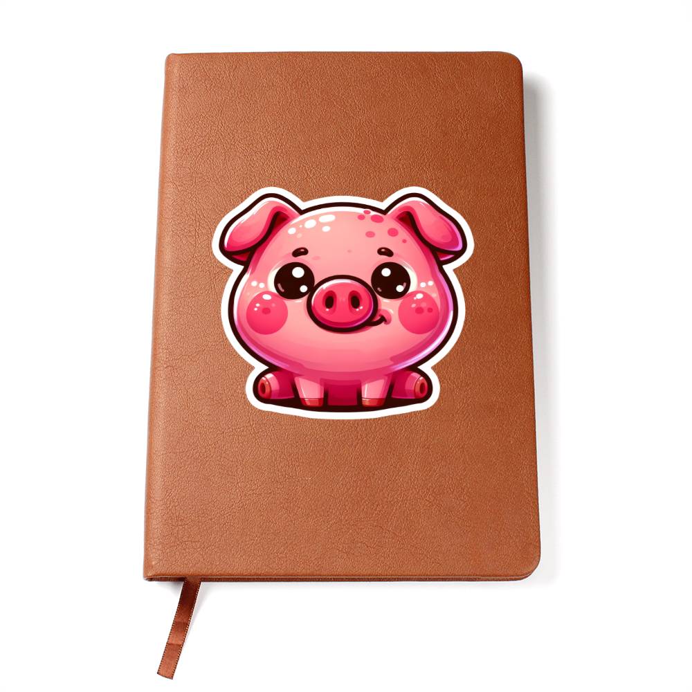 Cute Pig sticker 125 - Vegan Leather Journal