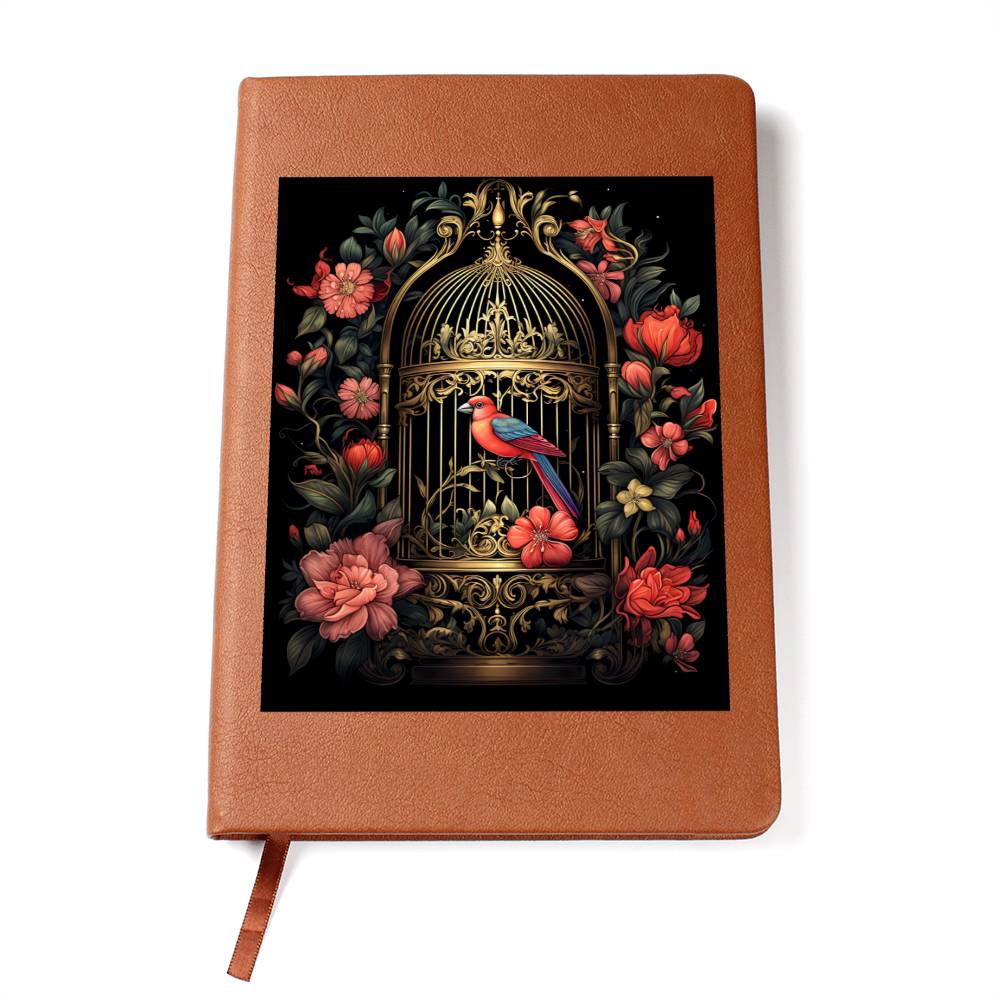 Birds And Floral Design 070 - Vegan Leather Journal