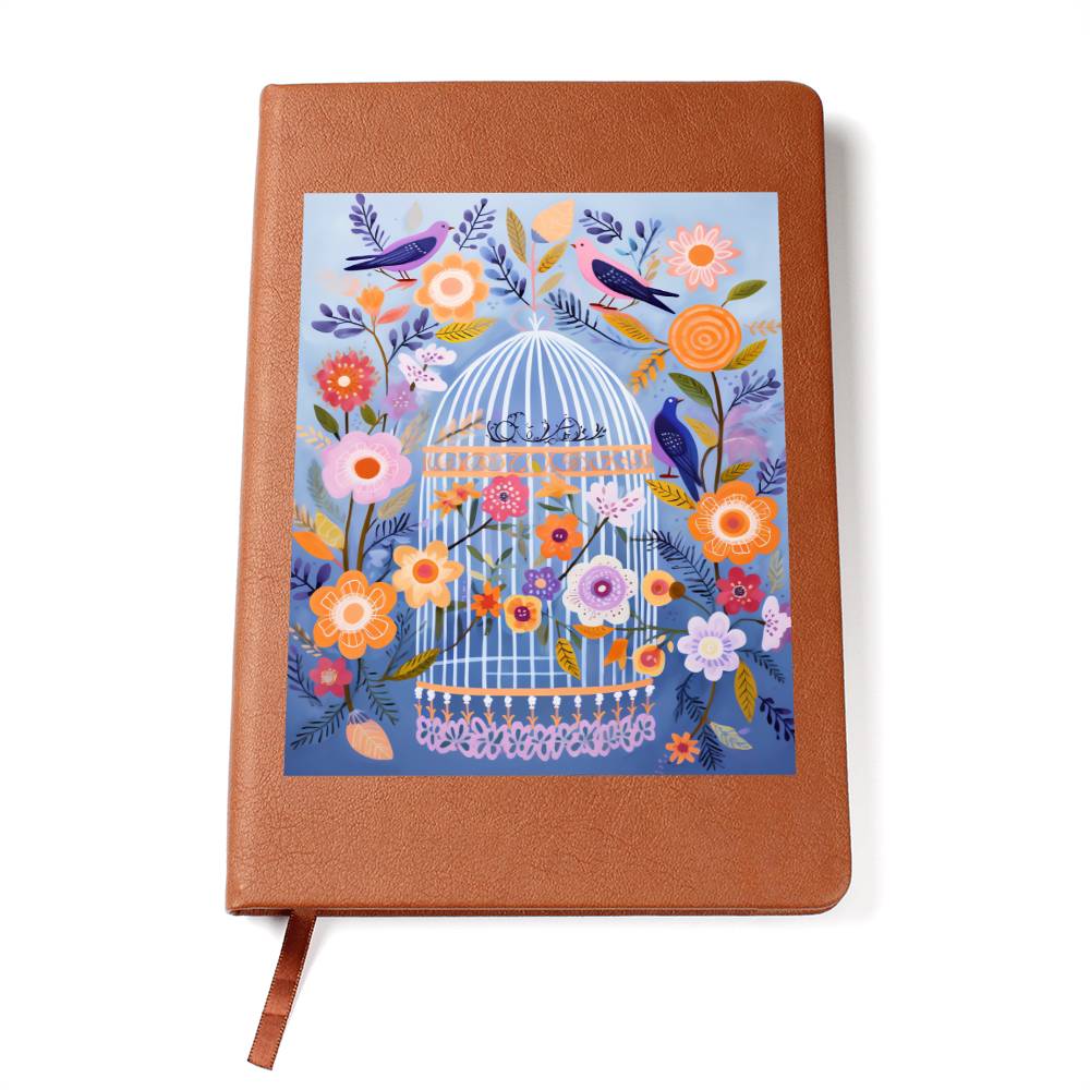Birds And Floral Design 132 - Vegan Leather Journal