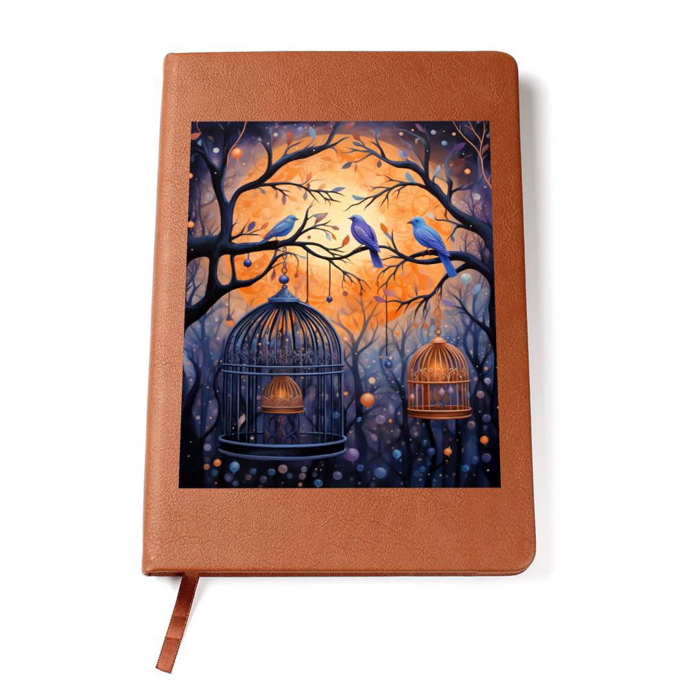 Birds And Floral Design 073 - Vegan Leather Journal