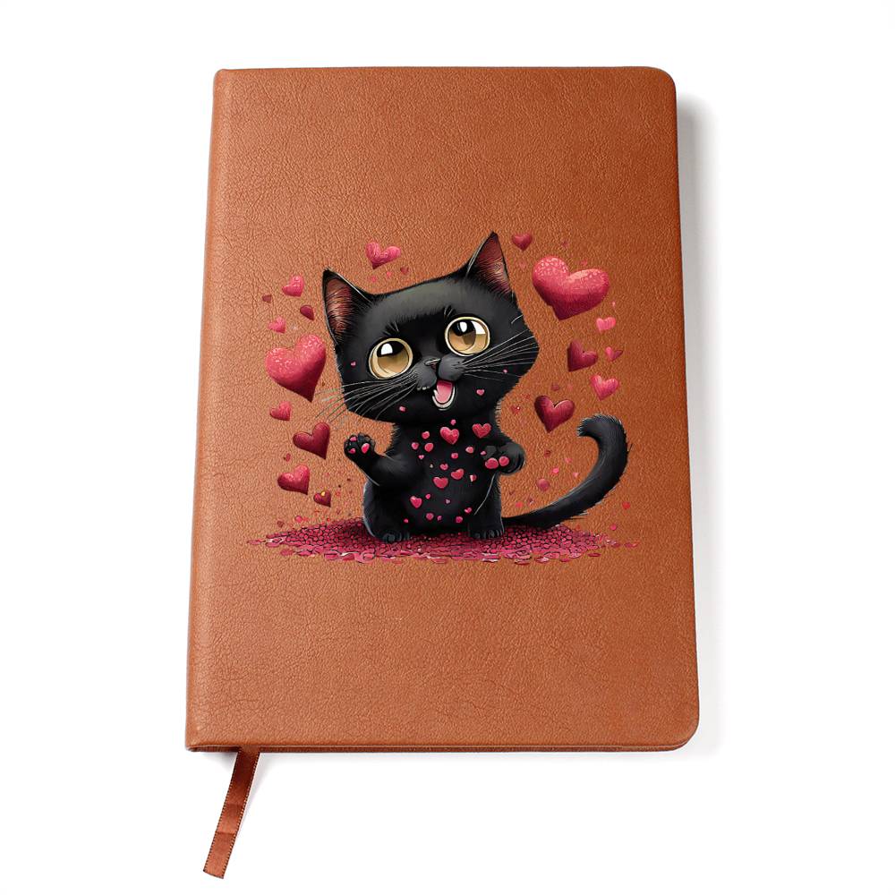 Valentine's Day Black Cat 031 - Vegan Leather Journal