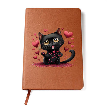 Valentine's Day Black Cat 031 - Vegan Leather Journal