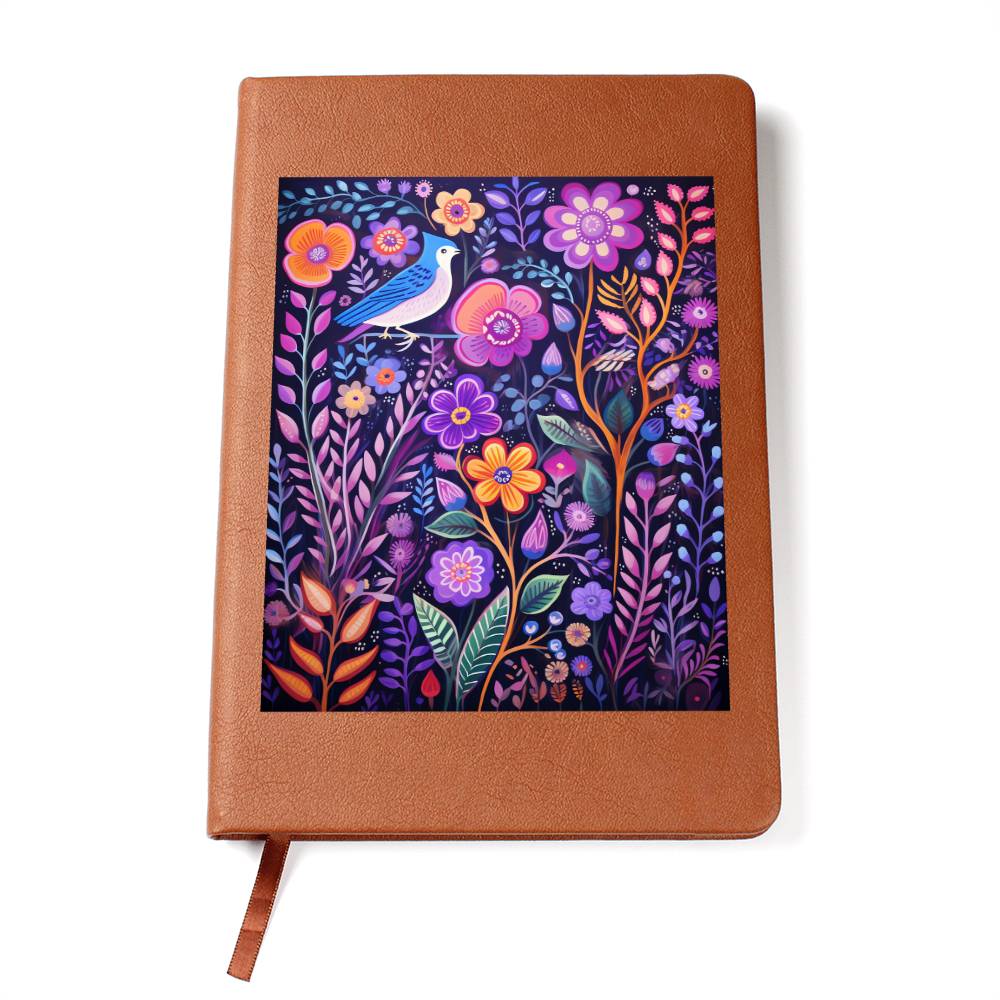 Birds And Floral Design 116 - Vegan Leather Journal