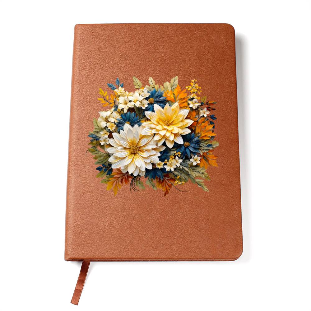Floral Flower Wreath 042 - Vegan Leather Journal
