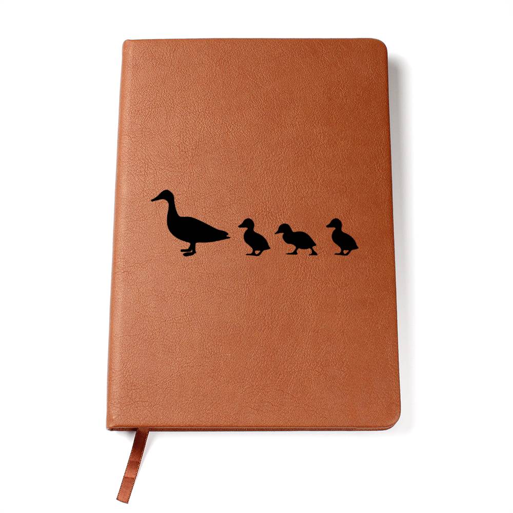 Mama Duck With 3 Ducklings - Vegan Leather Journal