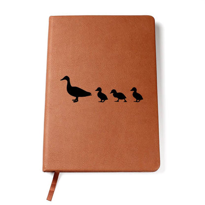 Mama Duck With 3 Ducklings - Vegan Leather Journal