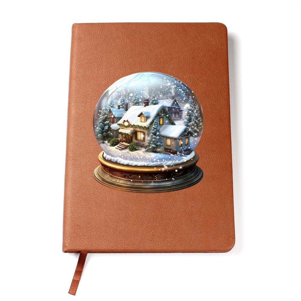 Watercolor Christmas Snow Globe 002 - Vegan Leather Journal