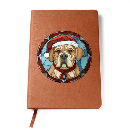 Dog Stained Glass Christmas Design 004 - Vegan Leather Journal