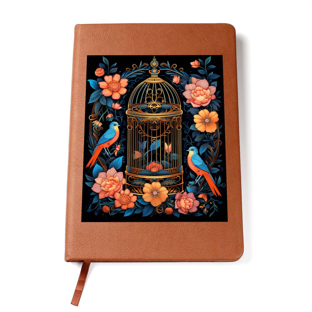 Birds And Floral Design 150 - Vegan Leather Journal