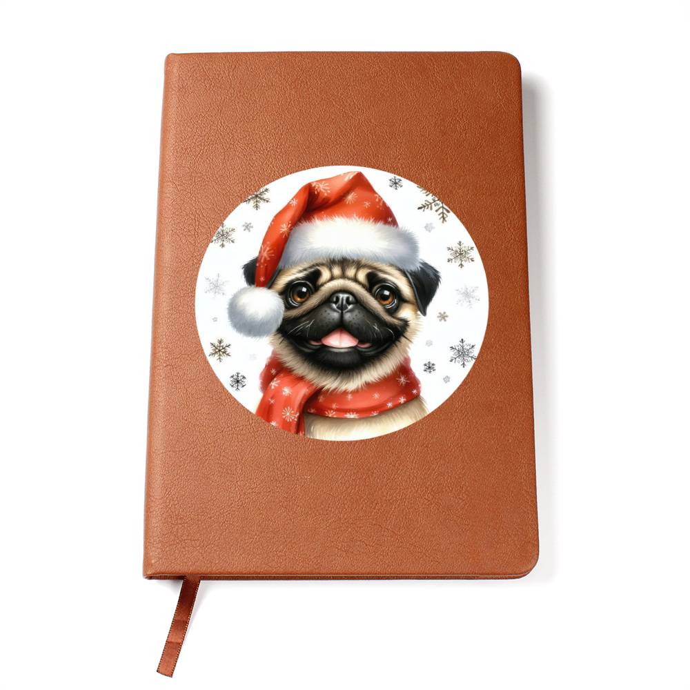 Christmas Dog - Pug - Vegan Leather Journal