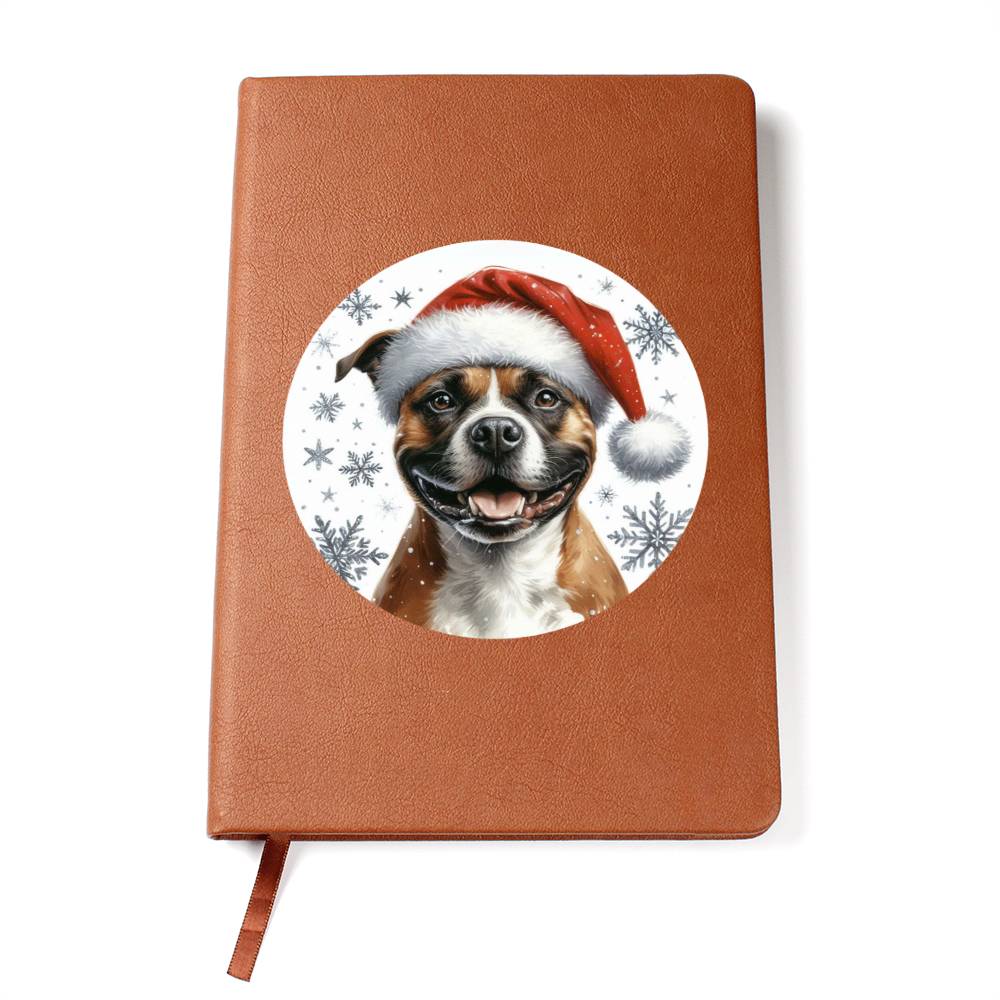 Christmas Dog - Staffordshire Bull Terrier - Vegan Leather Journal