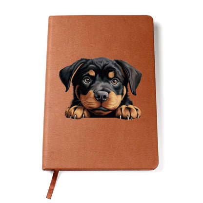 Rottweiler Peeking - Vegan Leather Journal