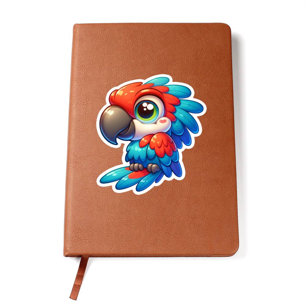 Cute Macaw sticker 90 - Vegan Leather Journal
