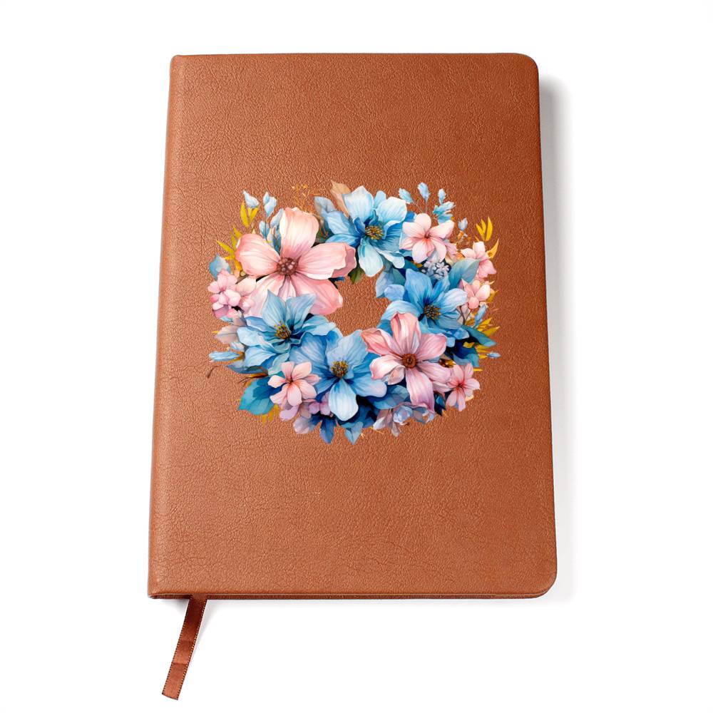 Floral Flower Wreath 053 - Vegan Leather Journal