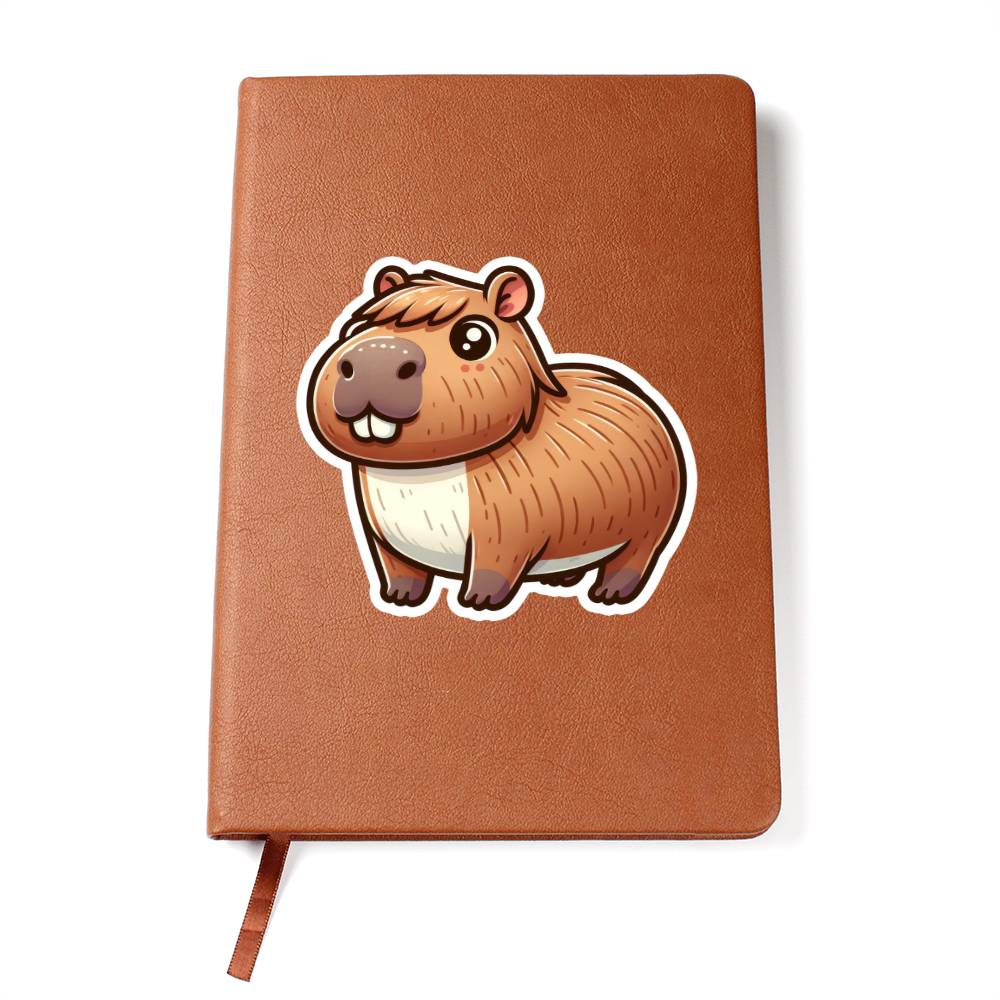 Cute Capybara sticker 20 - Vegan Leather Journal