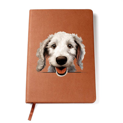 Bedlington Terrier Peeking - Vegan Leather Journal
