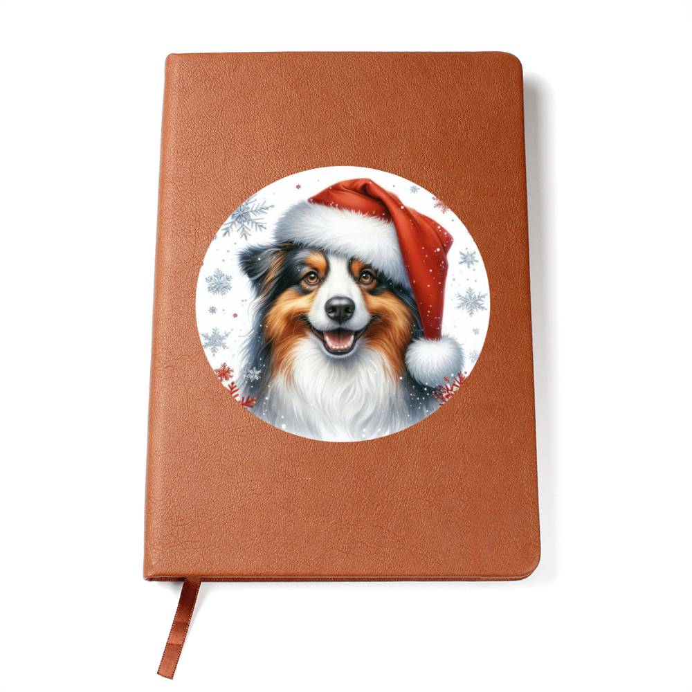 Christmas Dog - Australian Shepherd - Vegan Leather Journal