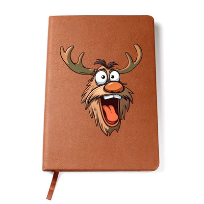 Funny Reindeer Face 10 - Vegan Leather Journal