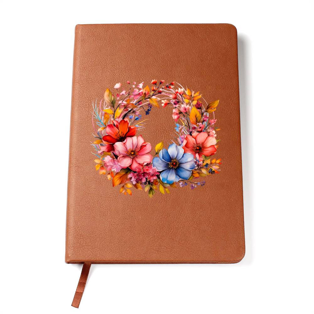 Floral Flower Wreath 133 - Vegan Leather Journal