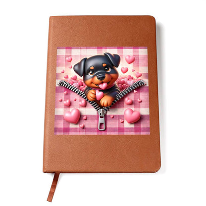 Valentine's Day Dog And Zipper 018 - Vegan Leather Journal