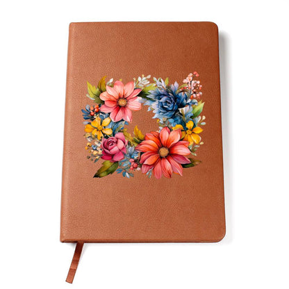 Floral Flower Wreath 002 - Vegan Leather Journal