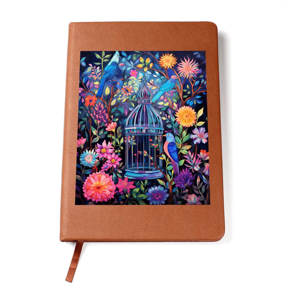 Birds And Floral Design 168 - Vegan Leather Journal