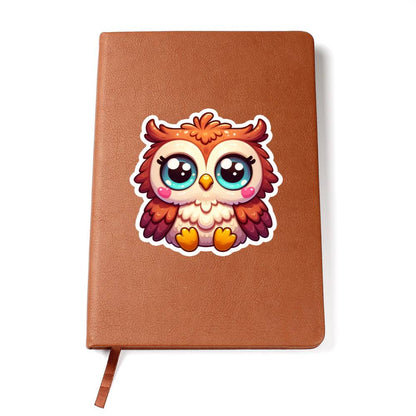 Cute Owl sticker 116 - Vegan Leather Journal