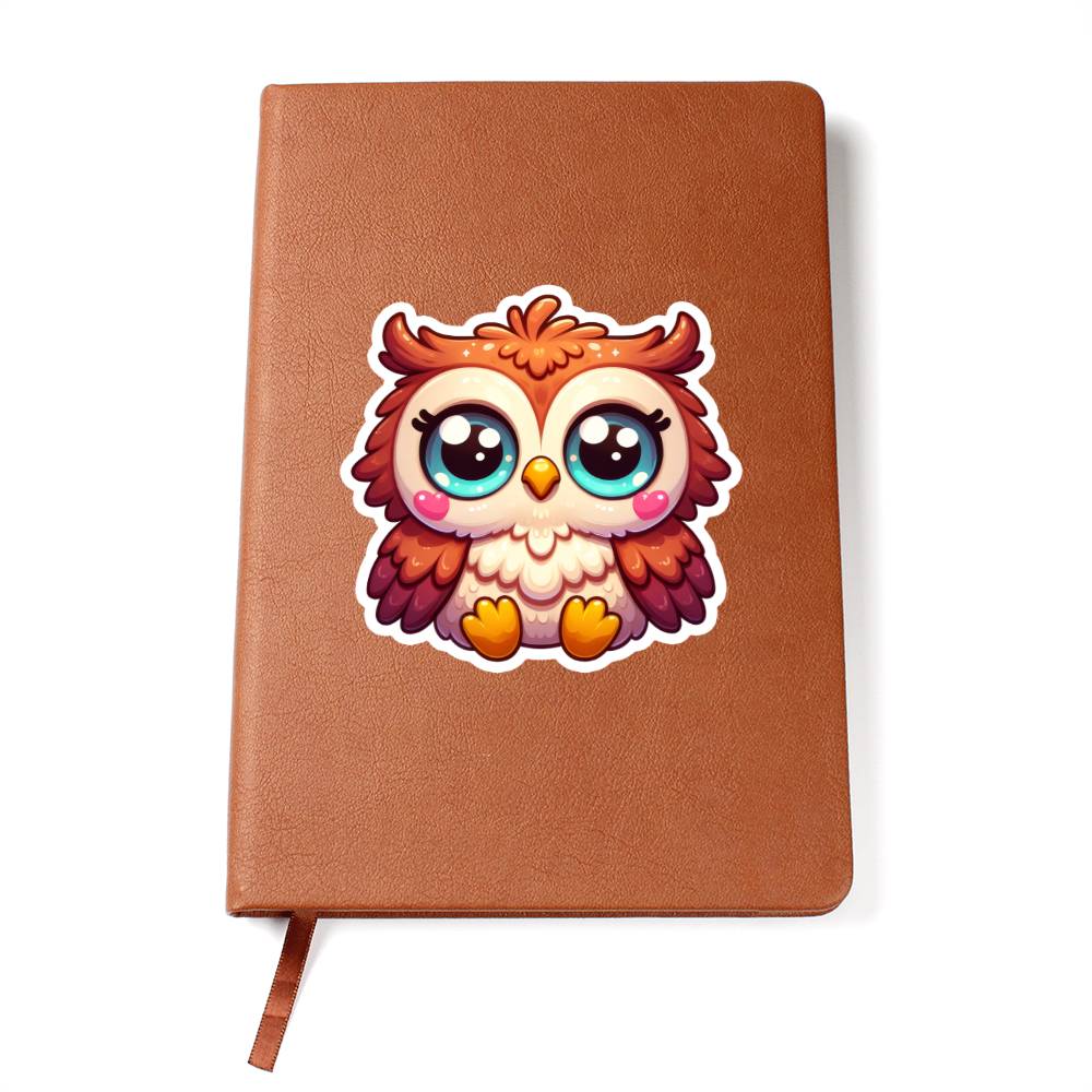 Cute Owl sticker 116 - Vegan Leather Journal