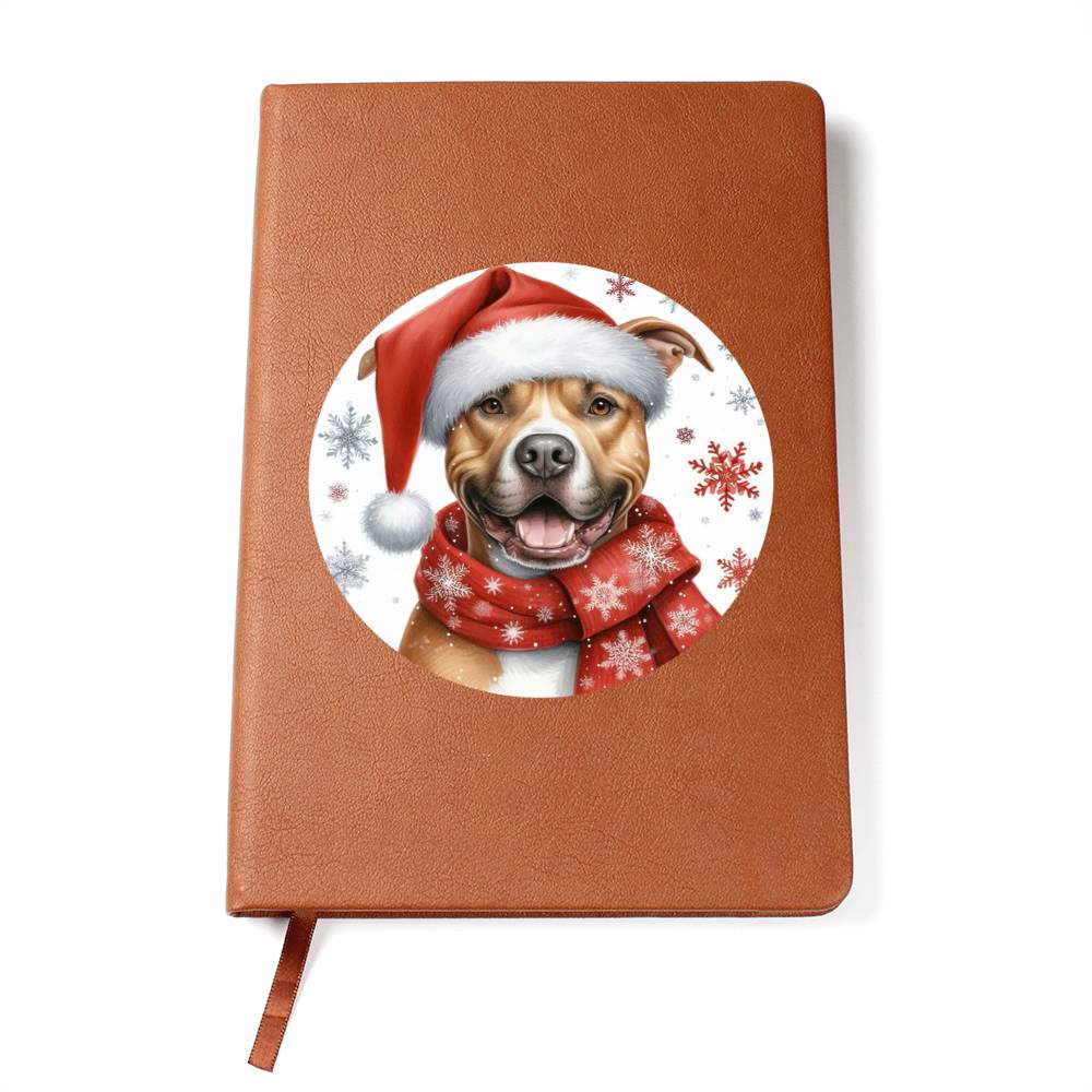 Christmas Dog - American Pit Bull Terrier - Vegan Leather Journal