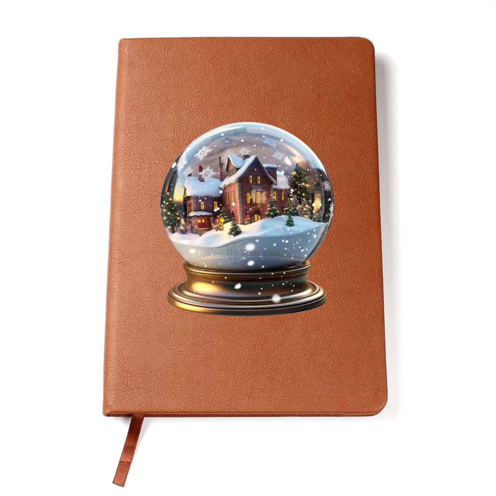 Watercolor Christmas Snow Globe 044 - Vegan Leather Journal