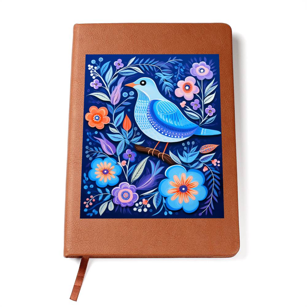 Birds And Floral Design 003 - Vegan Leather Journal